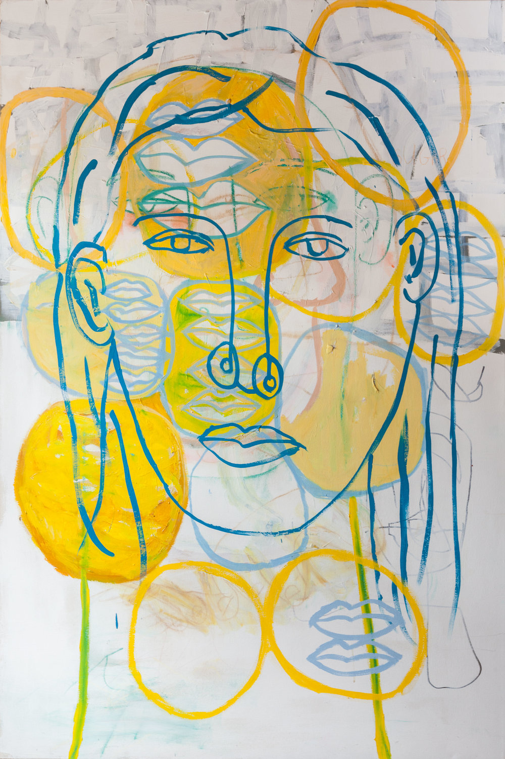 Woman’s Head - Acrylic and marker on canvas72 x 48 inches(Click on image for detail)